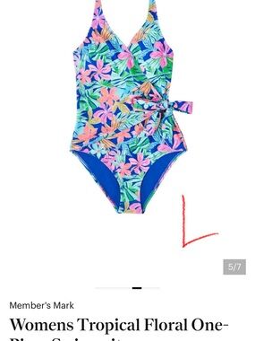 Member's Mark Women's Tropical Floral One-Piece Swimsuit - Blue & Pink